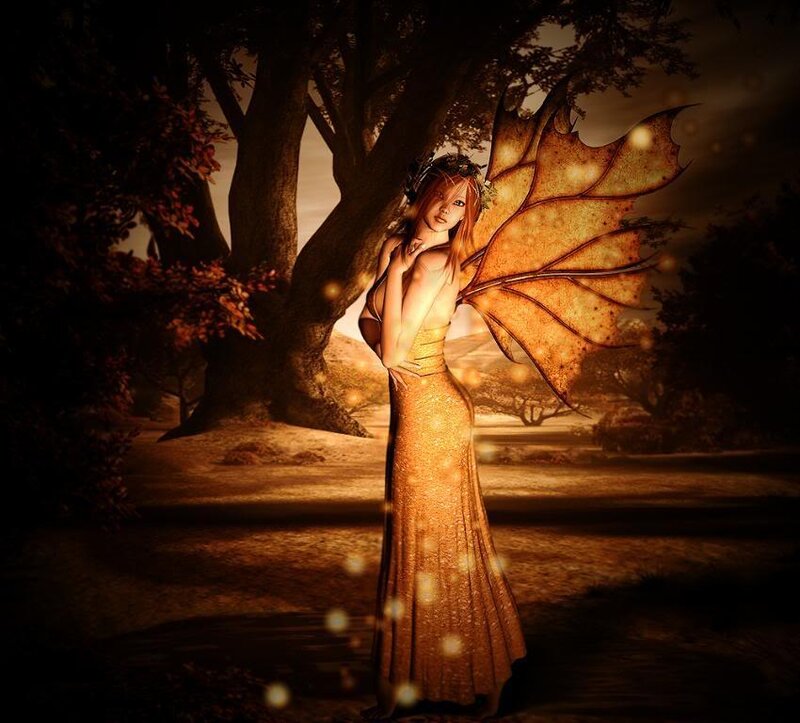 Fairy with Leaf Wings — Gold