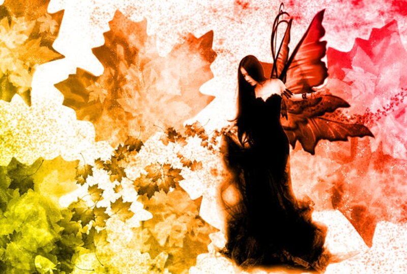Fairy with Leaf Wings — Red, Dramatic