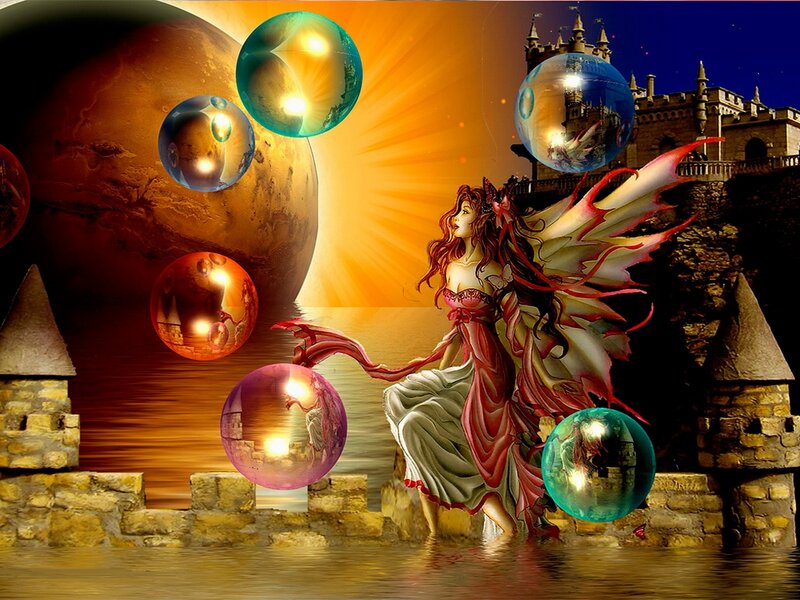 fairy with magical orbs
