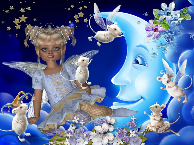 Fairy with Mice and Moon
