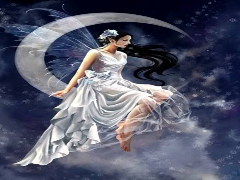 fairy with moon and snowflakes