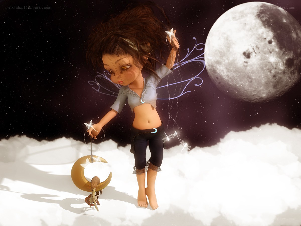 Fairy with moon and stars