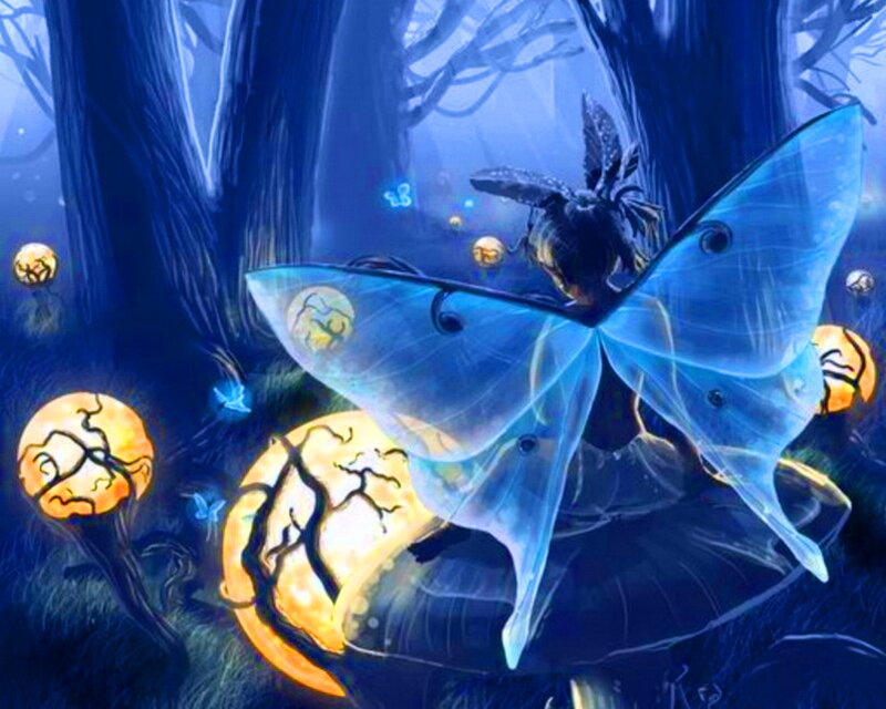 Fairy with Moth Wings — Blue