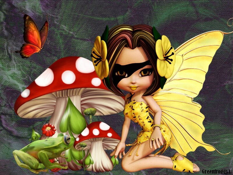 Fairy with Mushrooms — Yellow