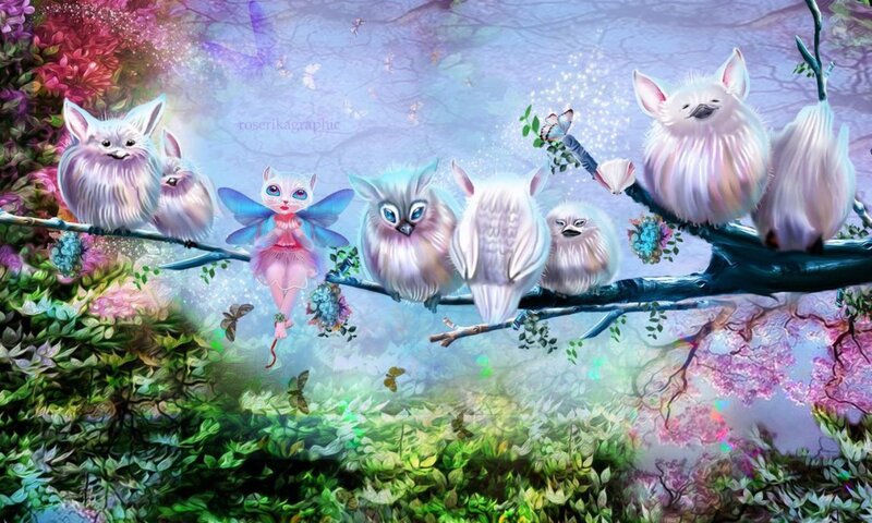 Fairy with Owls on Branch