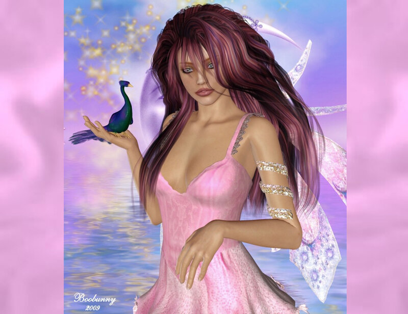 Fairy with Peacock — Pink
