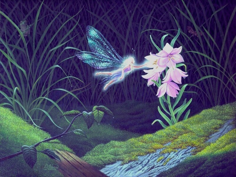 Fairy with Pink Flower — Purple