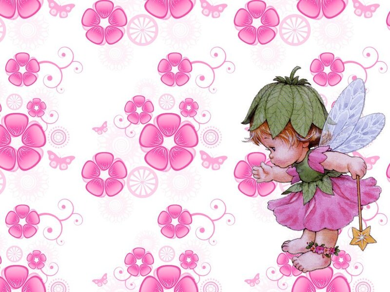 fairy with pink flowers