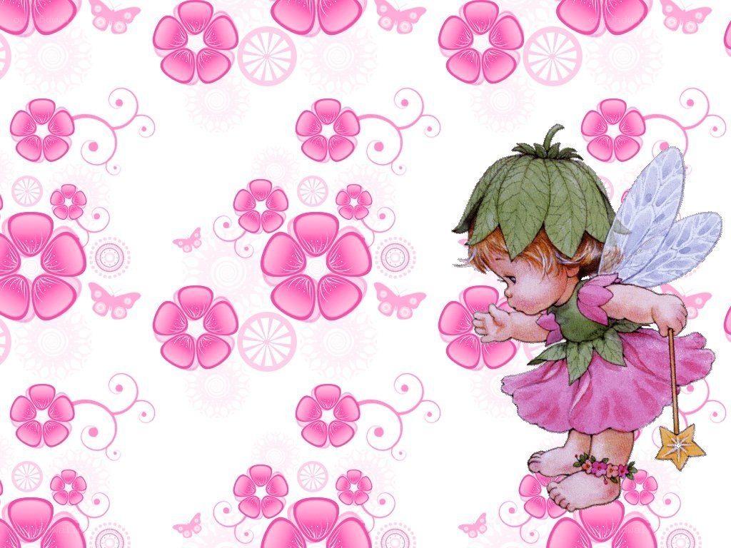 fairy with pink flowers