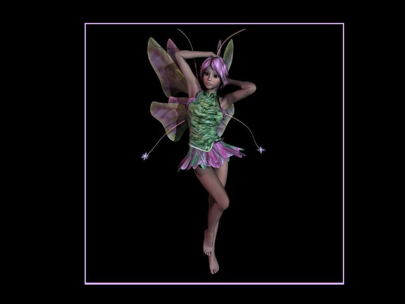 fairy with pink hair and wings