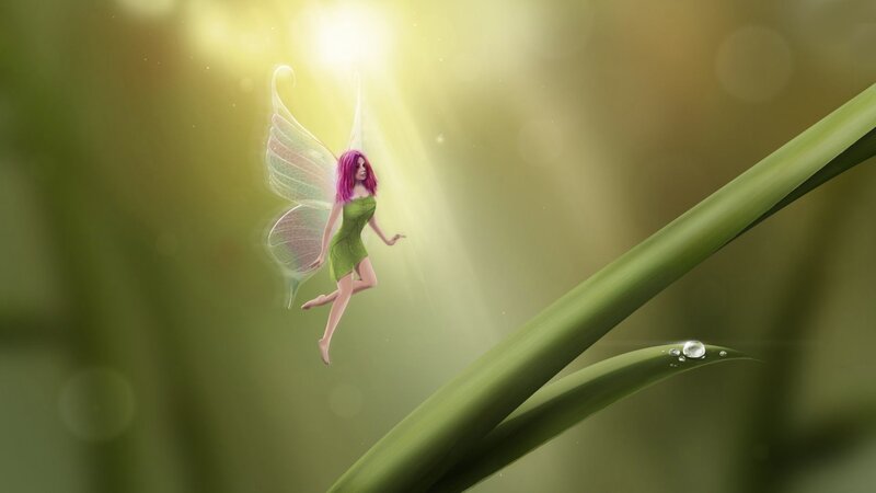 Fairy with Pink Hair — Green, Serene