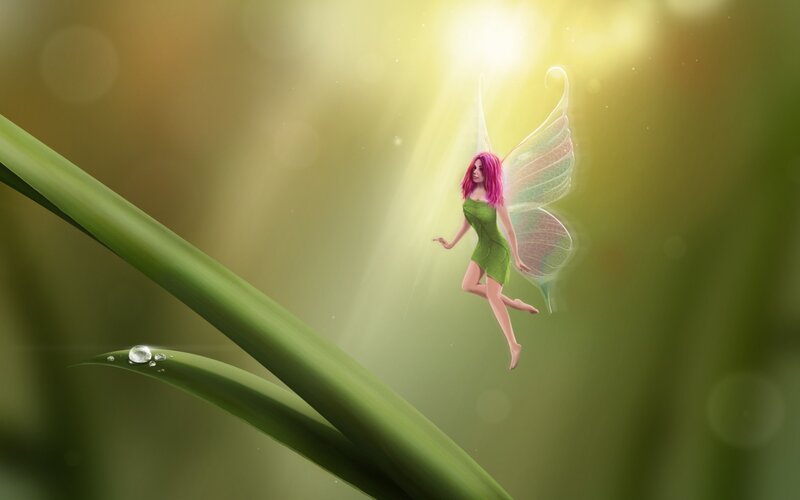Fairy with Pink Hair — Green