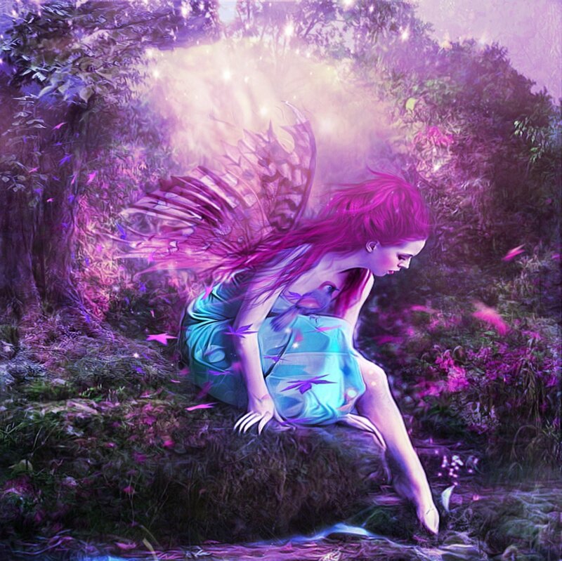 Fairy with Pink Hair — Purple, Serene