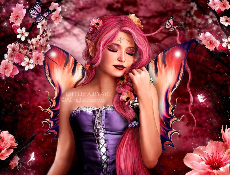 Fairy with Pink Hair — Purple