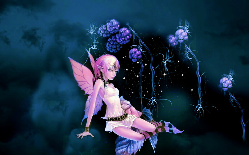 Fairy with Pink Wings — Blue, Dreamy