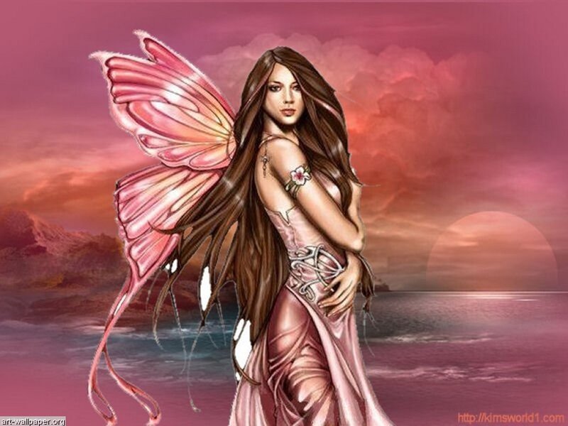 Fairy with Pink Wings — Dramatic, Sunset, Digital Art