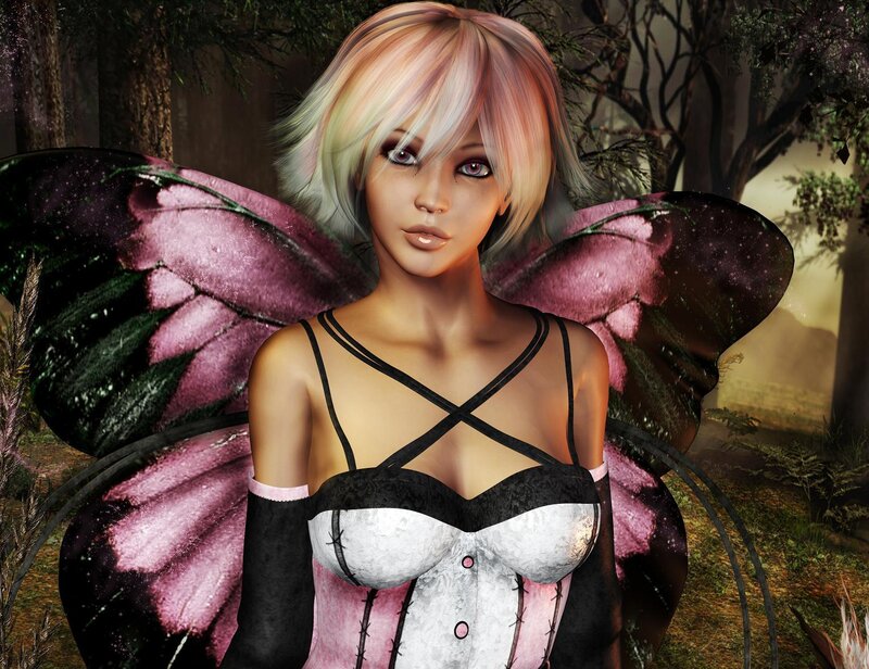 Fairy with Pink Wings — Dramatic