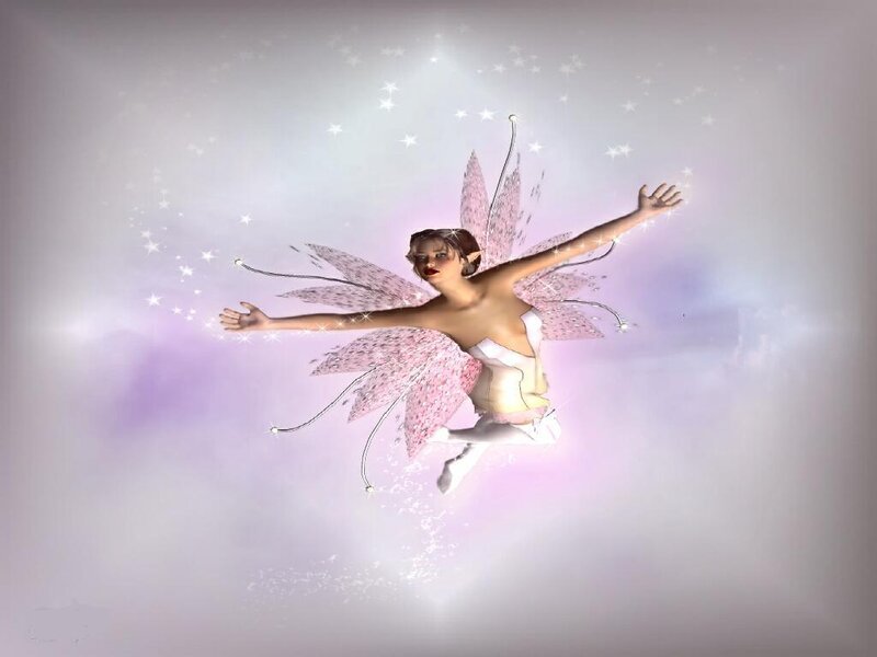 fairy with pink wings flying