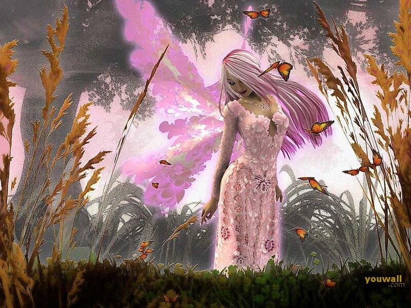 Fairy with Pink Wings — Serene, Afternoon, Digital Art