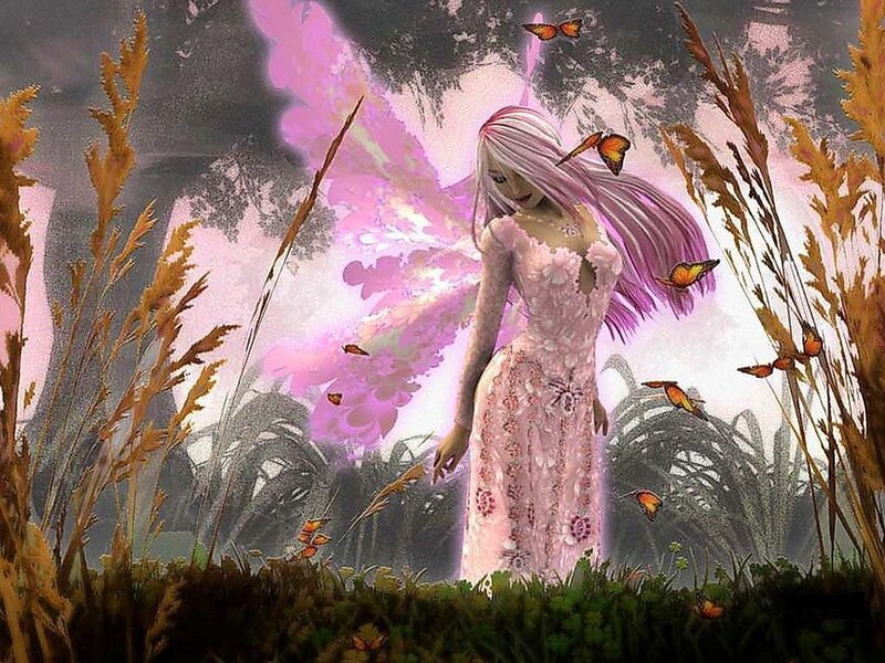 Fairy with Pink Wings — Serene, Afternoon