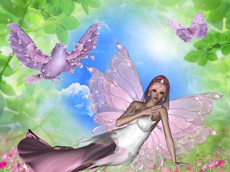 Fairy with Pink Wings — Serene, Spring