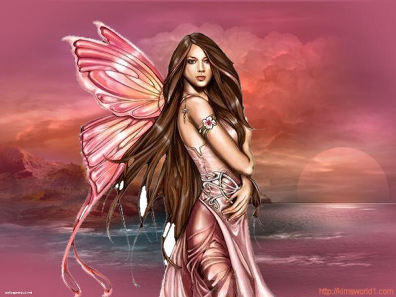 Fairy with Pink Wings — Serene, Sunset