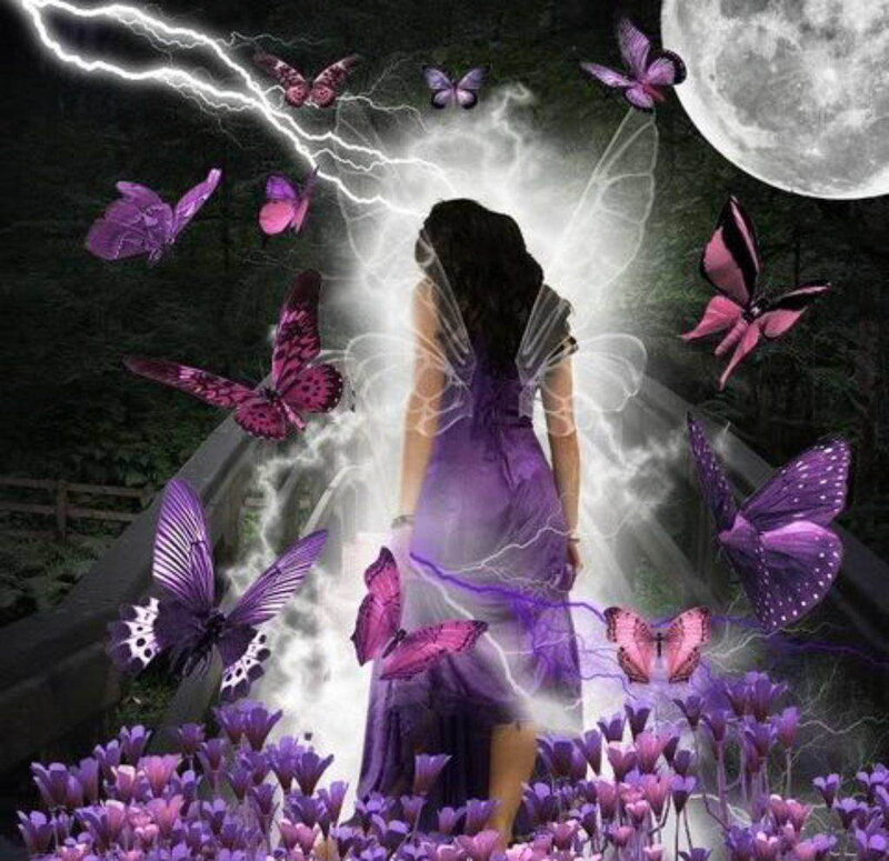 fairy with purple butterflies