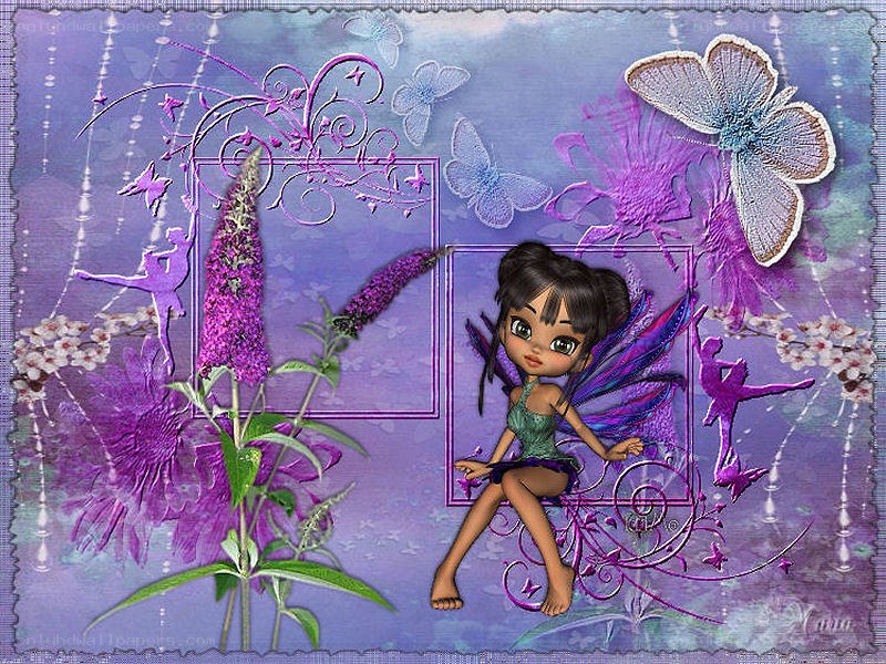 fairy with purple flowers