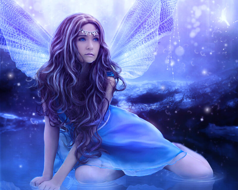 Fairy with Purple Hair — Blue