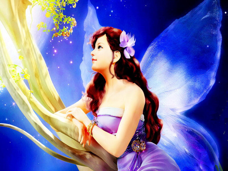 Fairy with Purple Wings — Blue, Serene
