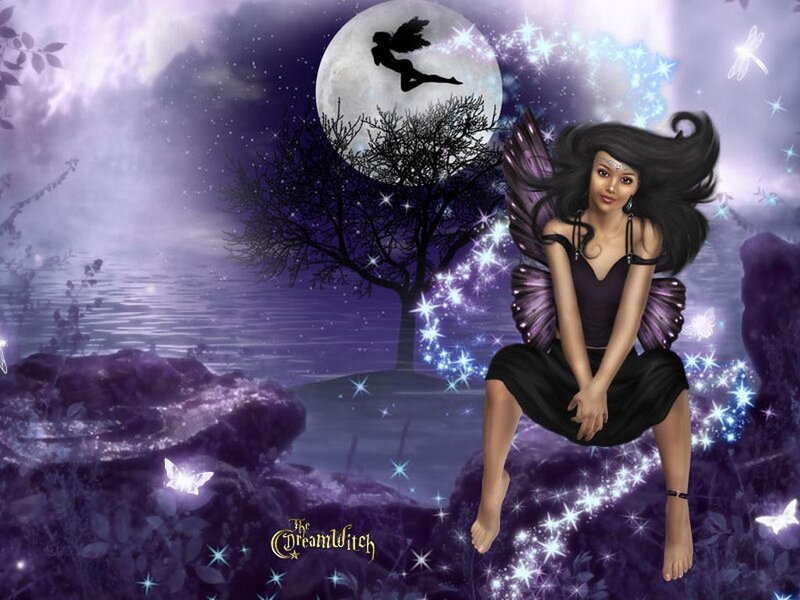 Fairy with Purple Wings — Dreamy, Night