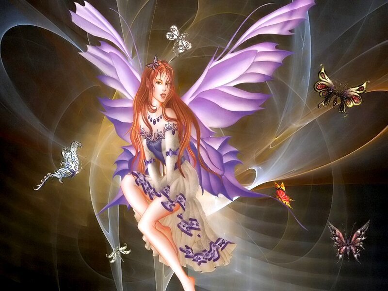 Fairy with Purple Wings — Fantasy, Digital Art, Butterflies
