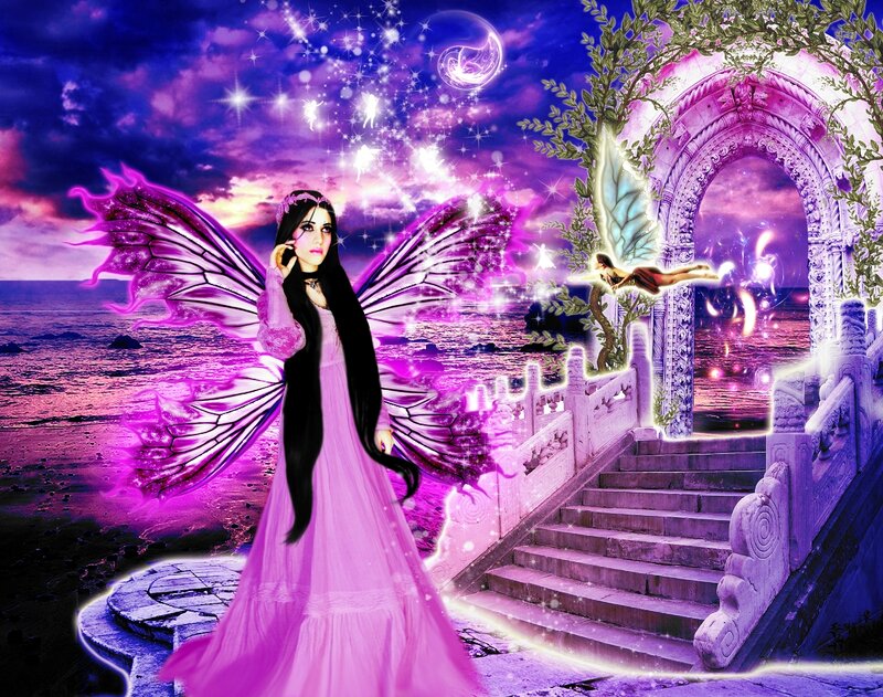 Fairy with Purple Wings — Fantasy, Night