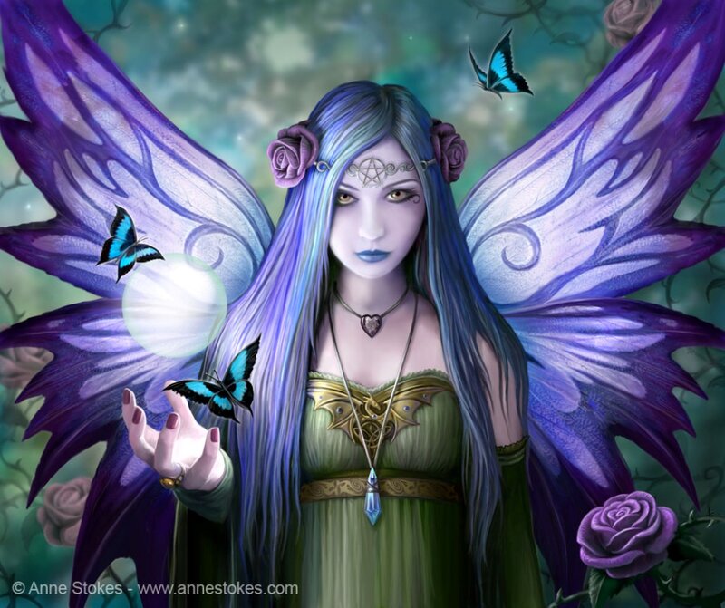 Fairy with Purple Wings — Mystical, Digital Art