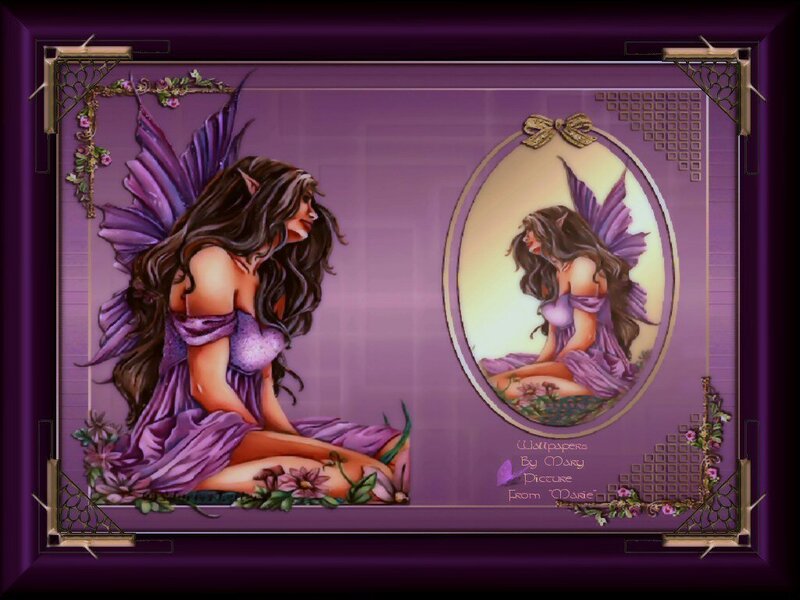 Fairy with Purple Wings — Serene, Digital Art, Mirror