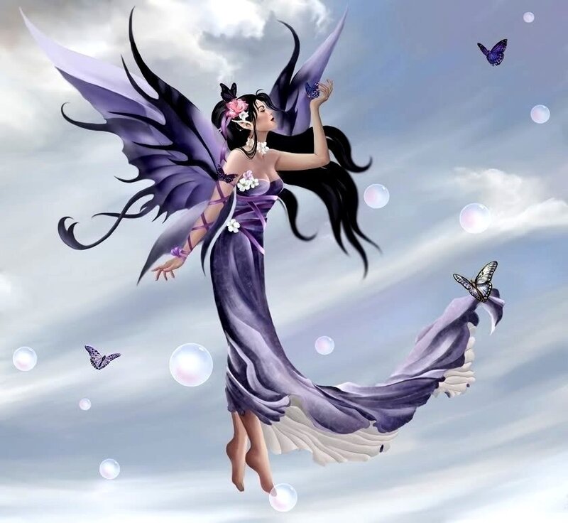 Fairy with Purple Wings — Serene, Digital Art