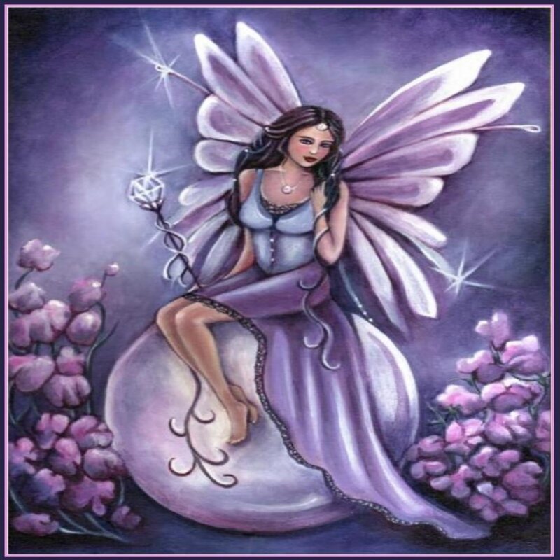 Fairy with Purple Wings — Serene, Night, Illustration