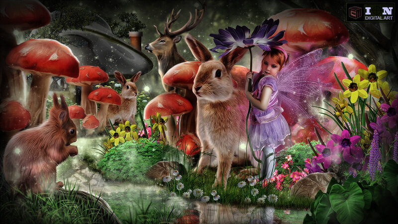 Fairy with Rabbit — Purple, Magical