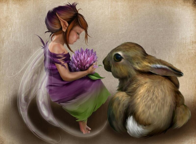 Fairy with Rabbit — Purple