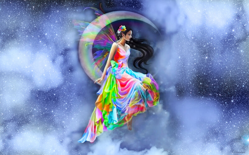 Fairy with Rainbow Dress — Blue