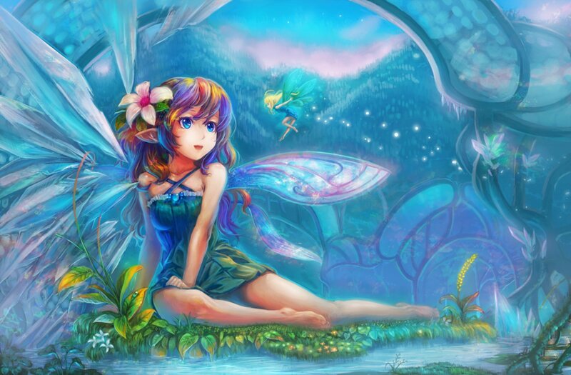 Fairy with Rainbow Hair — Blue