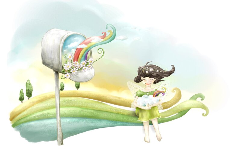 fairy with rainbow mailbox