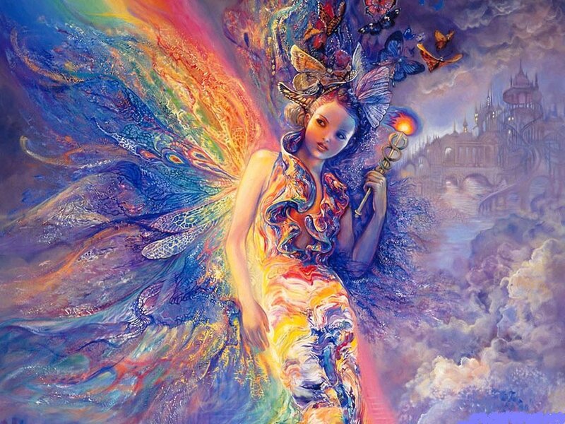 fairy with rainbow wings