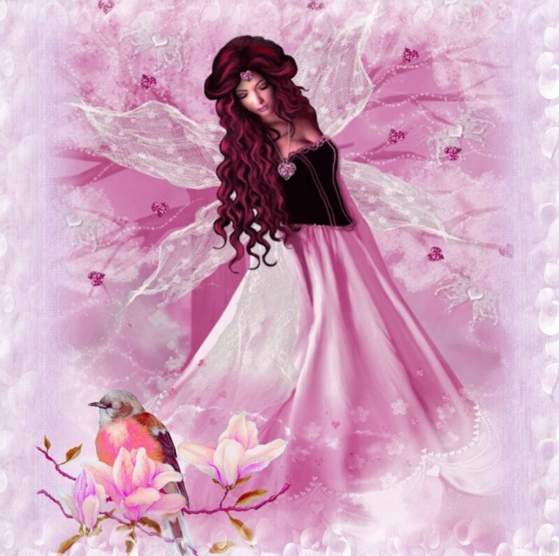Fairy with Red Hair — Pink, Serene