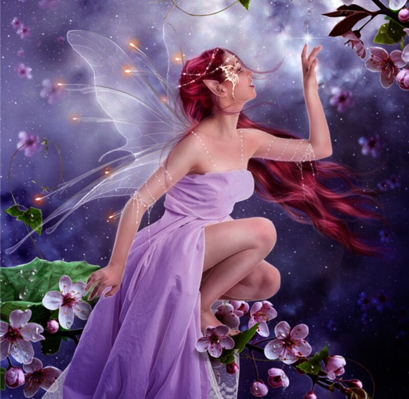 Fairy with Red Hair — Purple, Serene