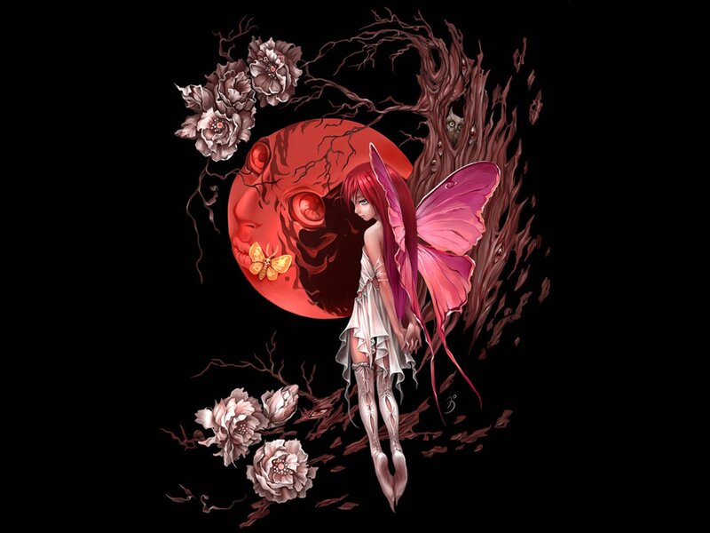fairy with red moon