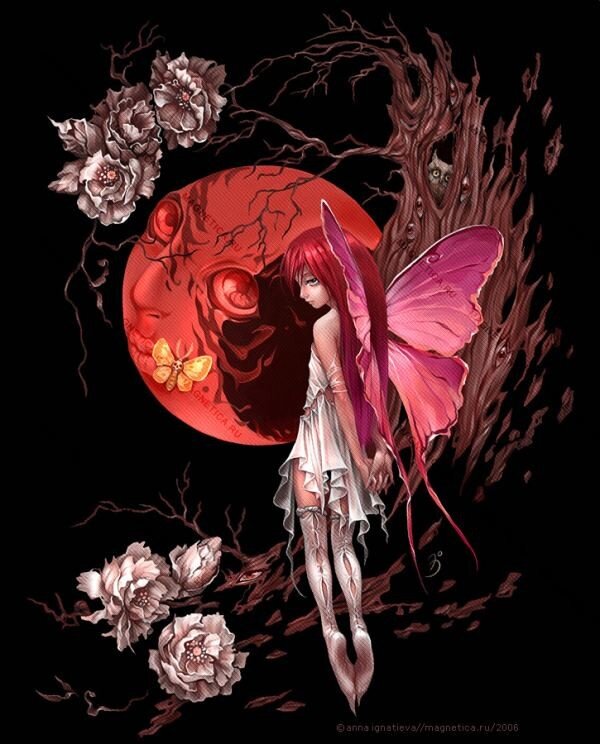 fairy with red moon