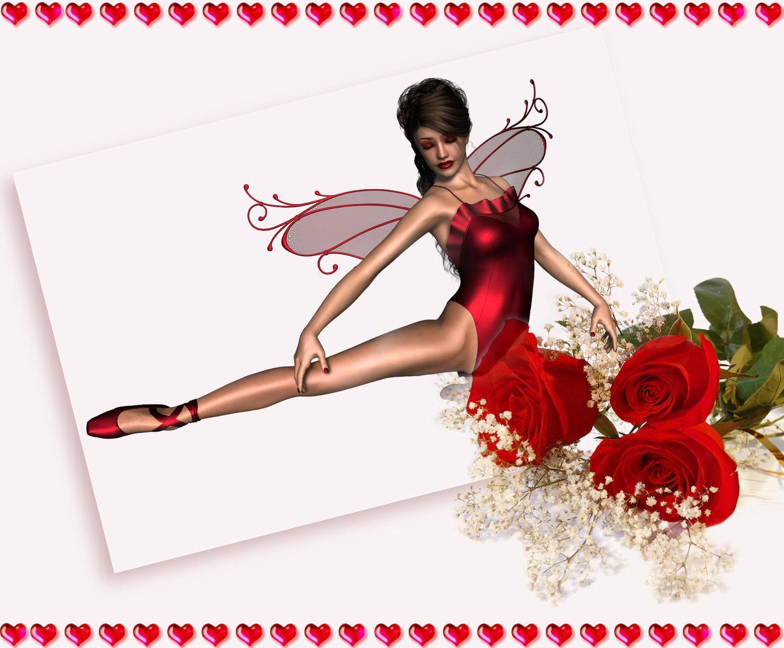 fairy with red roses