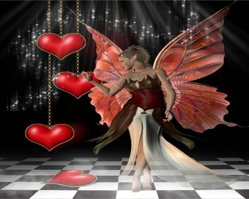 Fairy with Red Wings — Dramatic, Night