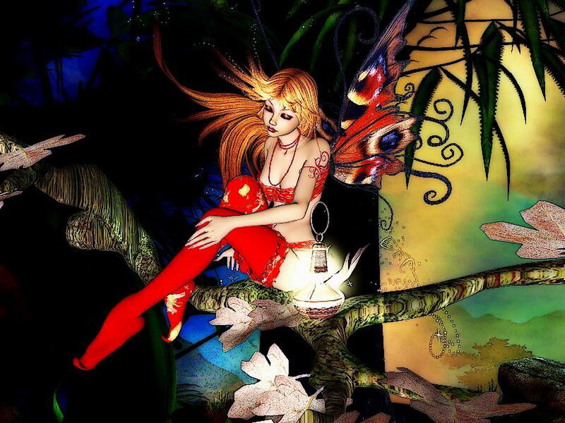 Fairy with Red Wings — Mysterious, Night